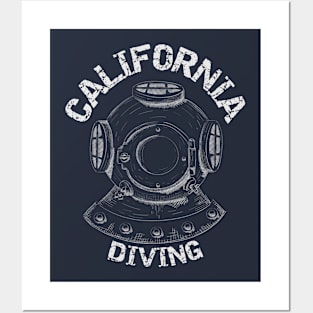 California Diving, vintage Dive Helmet Posters and Art